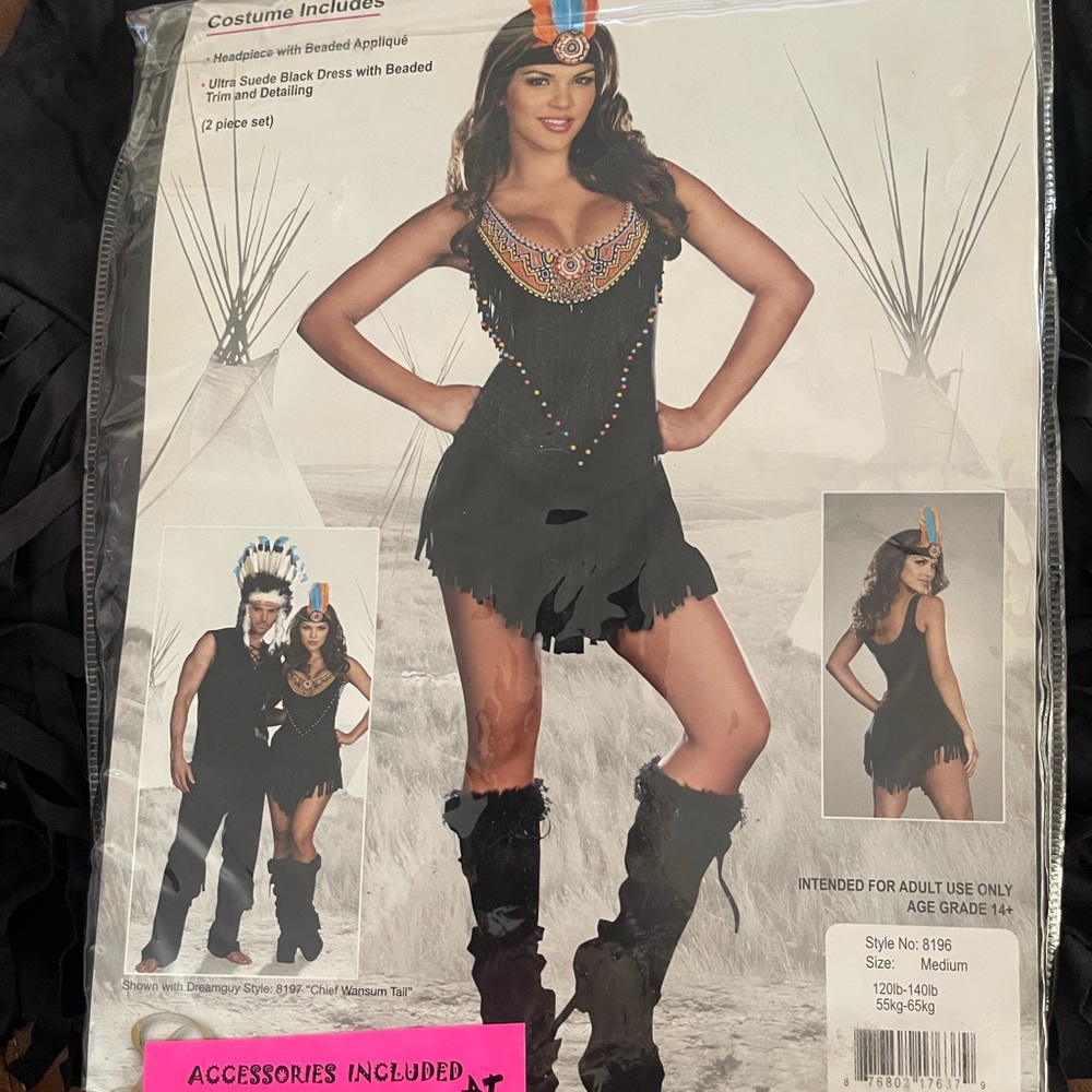 Black Fringe Native American Costume